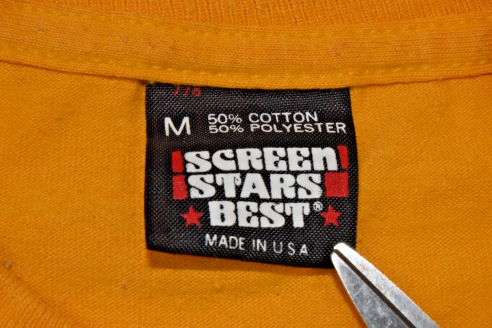 Camiseta Vintage Pantalla Estrellas Talla M 1987 Amarillo Mostaza Glenwood Festival de Otoño Foto 4 de 4