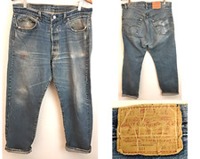 Vintage Levis 501 Small E Pant Mens Size 38 Blackstitch Repaired USA Made #W3884