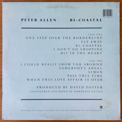 PETER ALLEN - BI COSTAL 1st U.S. A&M Press 1980 LP - Picture 2 of 7