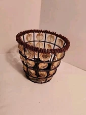 BEADED ACRYLIC COPPER WIRE TEA LIGHT CANDLE HOLDER  3 in Tall