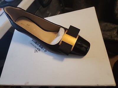 Women's Black Dress Pumps - 2 Inch Low Heel Leather Square Toe Shoes