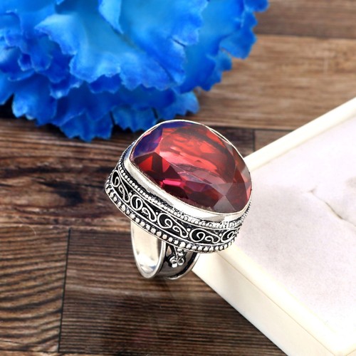 Anillo de piedra de turmalina de plata esterlina 925 anillo hecho a mano mejor regalo de joyería para él - Imagen 2 de 3