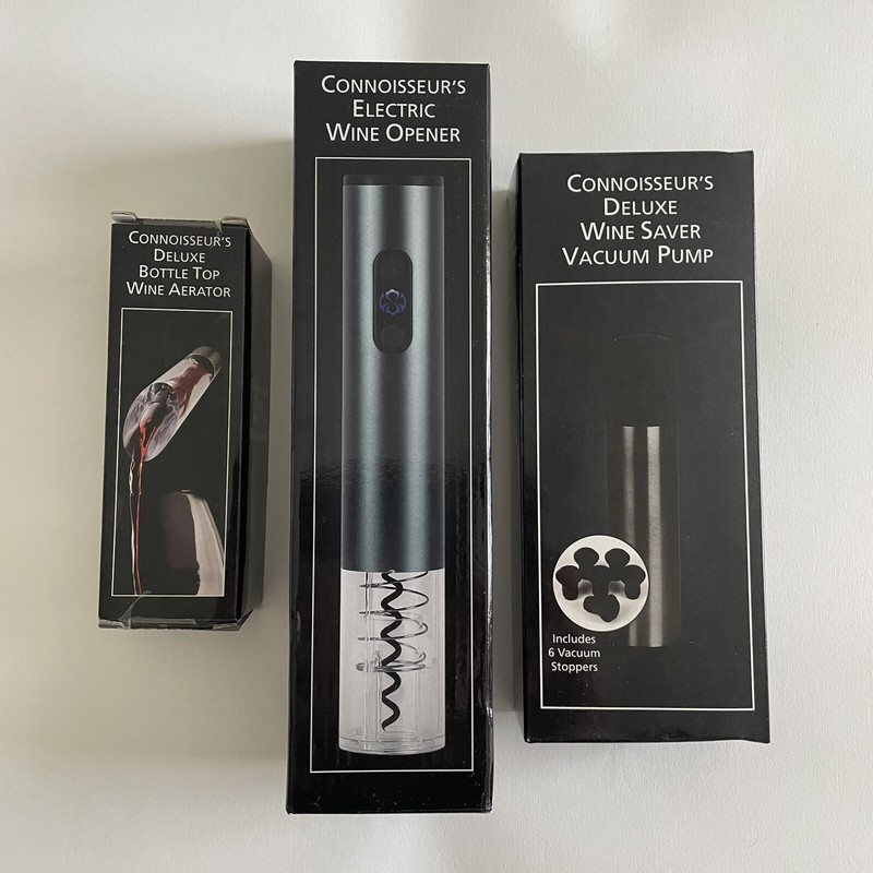 Connoisseurs Electric Wine Opener - Wine Saver Vacuum Pump -  Wine Aerator