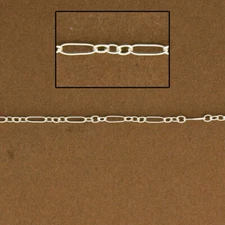 4 Feet, Sterling Silver Chain, Long and Short Cable Chain, Chain by foot, #143