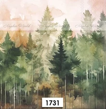 (1731) TWO Paper LUNCHEON Decoupage Art Craft Napkins - FOREST TREES EVERGREENS