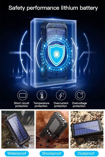 Solar Power Bank 30000mAh Built in 3 Cables, Fast Charging Portable Phone Charge - Picture 6 of 8