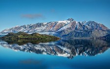 Landscape nature lake reflection mountains water sky Custom Gaming Mat Desk