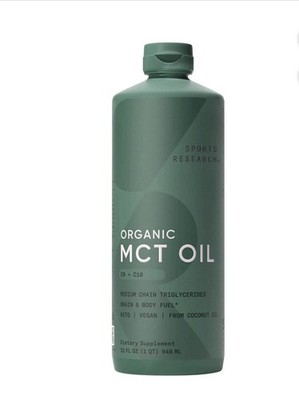 Sports Research Organic MCT Oil Non-GMO Gluten-Free Certified Vegan 32 fl oz