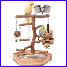 Natural Grape Wood Bird Parakeet Playground - Perch Stand for Parakeets, Cock...