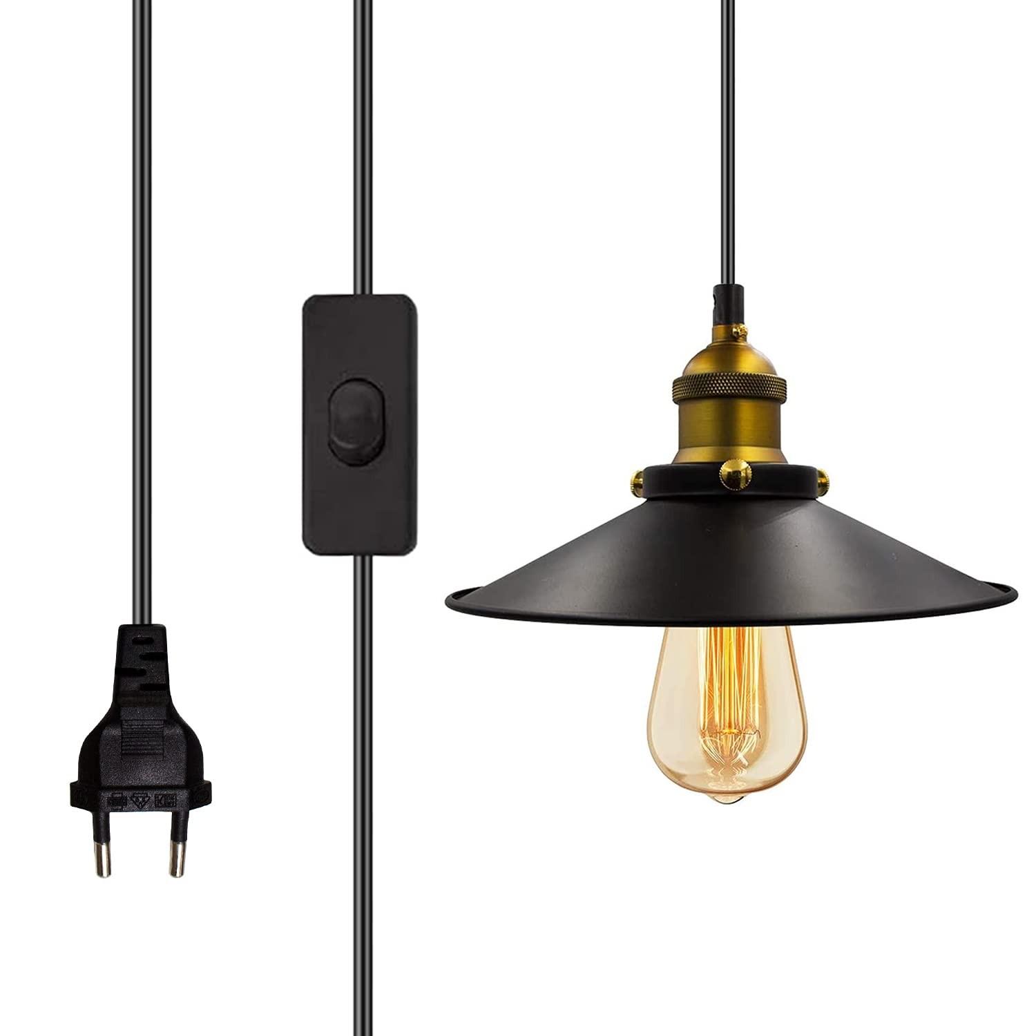 Lustre Industriel Facile à Installer avec Prise sans Travaux Électriques