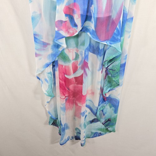 2b bebe Dress Strapless Sheer High Low Womens S Ruffle Fit and Flare - Picture 3 of 14