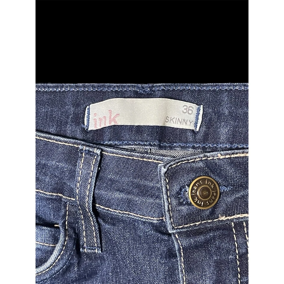  Pantalones de mezclilla ajustados azul tinta para mujer talla 36 Foto 3 de 4