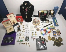 Mickey & Co By Napier NEW GoldTone Disney Lot Jewelry Pins Earrings Watches VTG