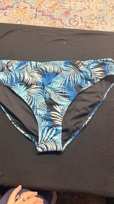 NWT Time & Tru Women's Plus Size 2X Bikini Bottom Blue Palm Print''