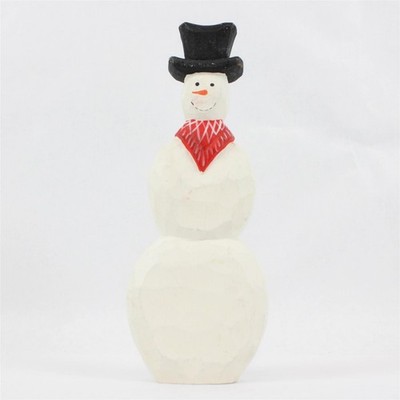 Derek Adams Handcarved Wooden Snowman W/ Top Hat Figurine Folk Art Style 8.5''