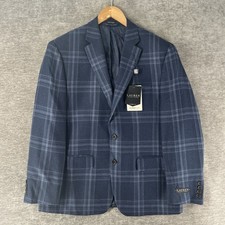 Lauren Ralph Lauren Lexington Blazer Navy Blue Plaid Wool Men s 42 S NEW 375