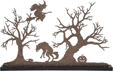 Village Halloween Accessories Haunted Woods Silhouette Backdrop Figurine, 9.8...