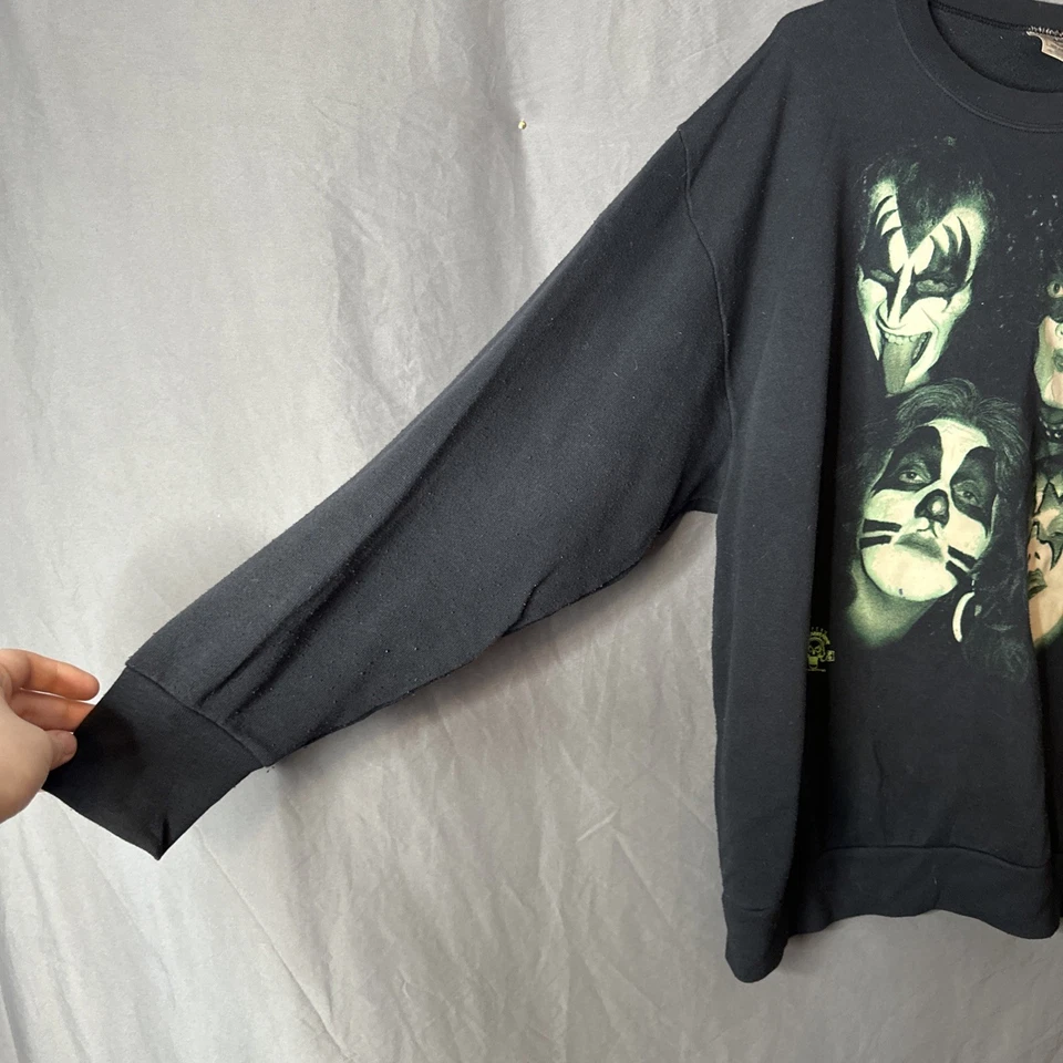 VTG 1996 KISS ARMY Band Crewneck Sweater XL Sweatshirt 90s Glow In Dark Shirt - Image 2 of 4