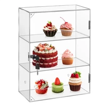 12" Acrylic Lockbox Countertop Display Case w/ 3 Shelves 