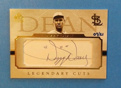 2005 SP Legendary Cuts Dizzy Dean cut autographed card #7/21 Cardinals HOF!