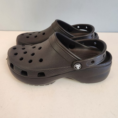 NWT Crocs Women's Classic Platform Clog Black Size 7 - Picture 2 of 8