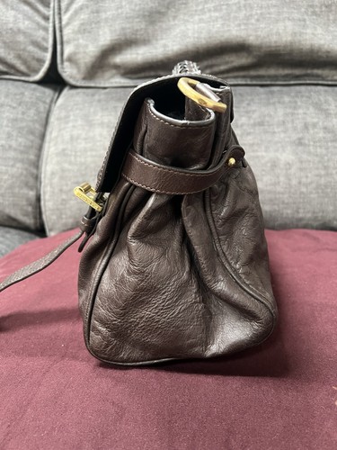 Authentic Mulberry Alexa Satchel Bag chocolate Brown With Gold Hardware - Picture 10 of 24
