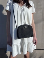 Christian Dior Women Bag Crossbody Monogram Logo Black Made In France