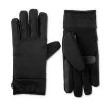 Isotoner Signature Men Lined Water Repellent Tech Stretch Gloves Black Size L