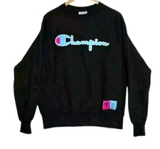 Vintage Champion Reverse Weave Crewneck Sweatshirt Size M Black Pullover 90's