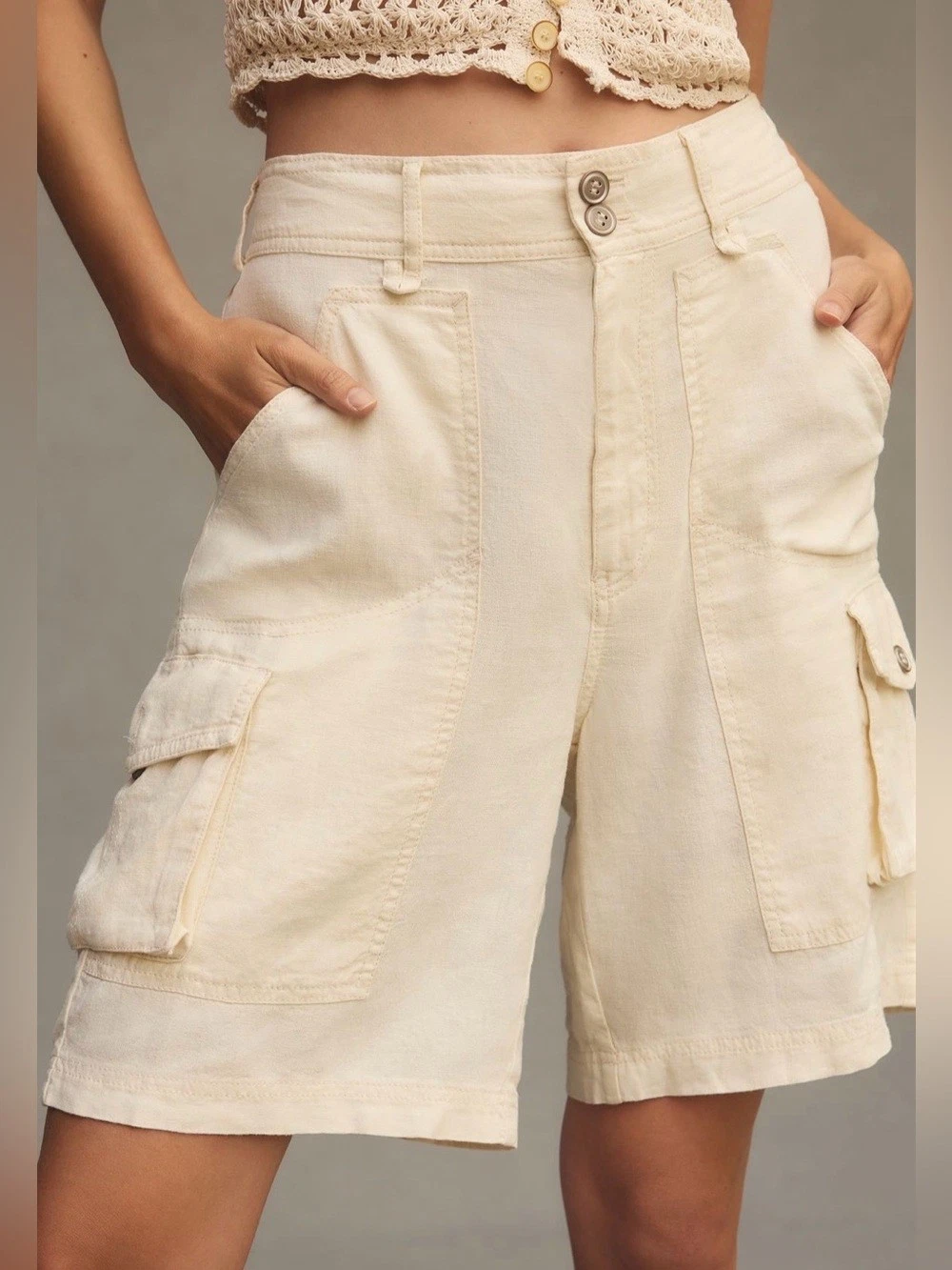 Anthropologies Pilcro Tidal Cargo Shorts Linen Blend lightweight Soft Size 29
Opens in a new window