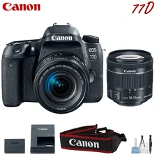 Canon EOS 77D Digital SLR Camera +18-55mm Lens Kit (Intl Model)