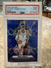 2023-24 Panini Mosaic NBA Debut Blue Prizm /199 Victor Wembanyama #257 PSA 9