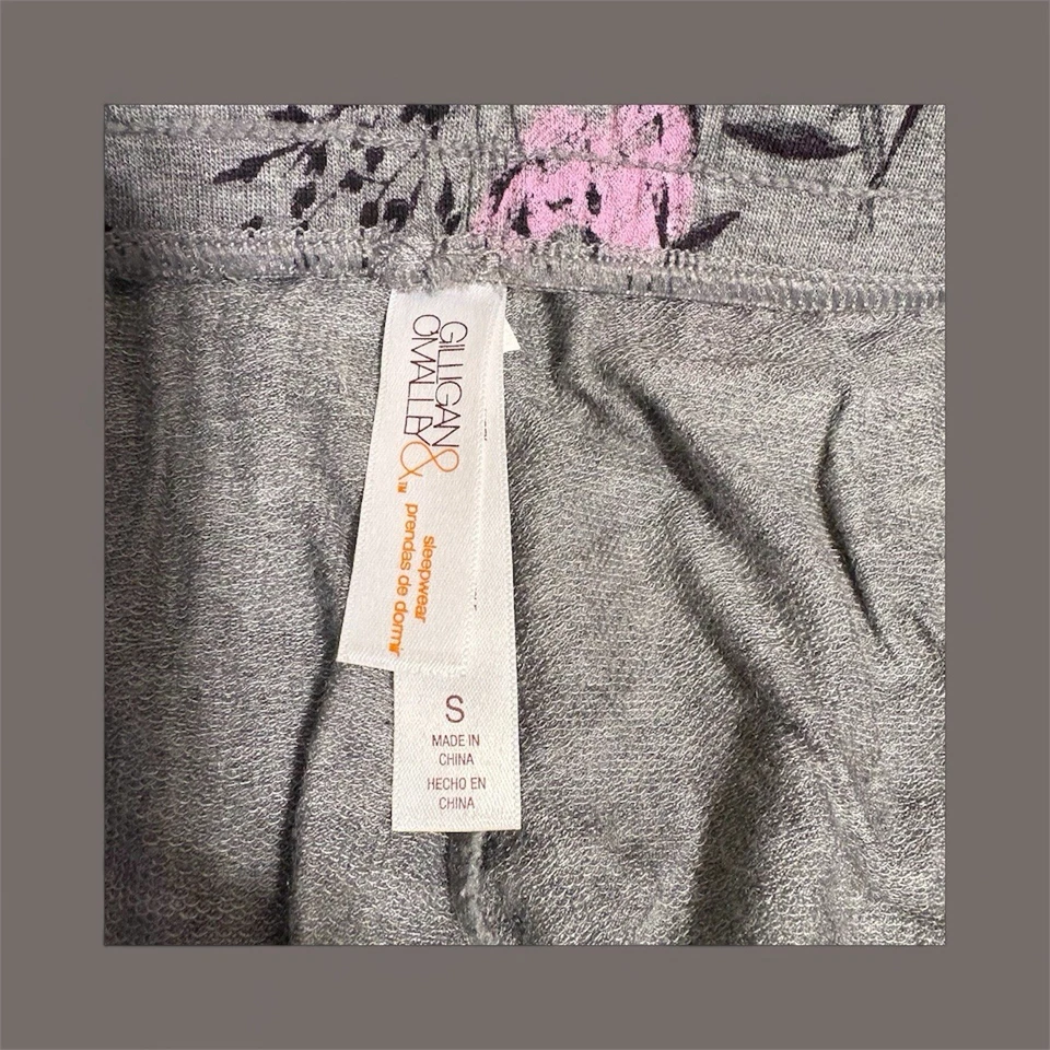 Calça pijama feminina Gillian & O'Malley S cinza pena floral padrão borboleta - Imagem 2 de 3