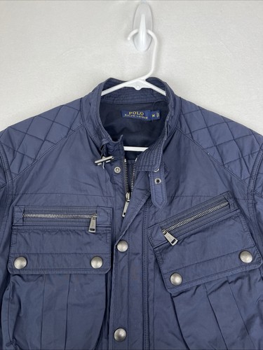 POLO RALPH LAUREN MEDIUM NAVY BLUE BELTED MILITARY STYLE JACKET COAT - Picture 4 of 10