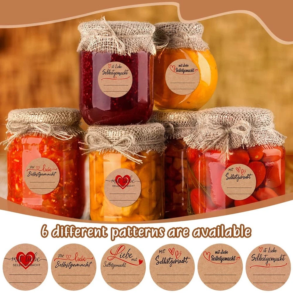 600 Stück Marmeladen Aufkleber Etiketten Kraftpaier Klebeetiketten zum beschr... - Bild 4 von 4