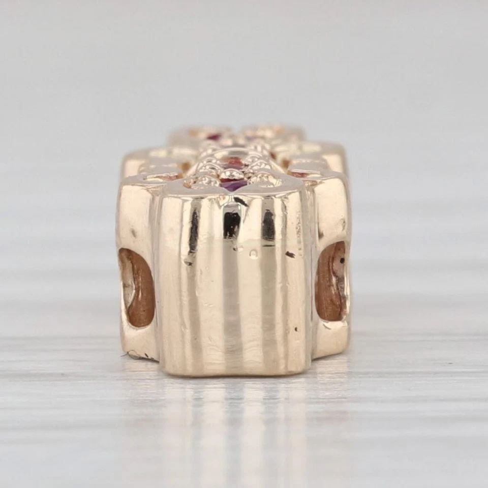 0.16ctw Ruby Slide Bracelet Charm 14k Yellow Gold Ornate Daffer - Image 3 of 4