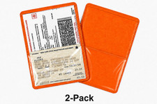 Orange Insurance ID Card Holder 4x5.625 Vinyl Pocket Sleeve Made in USA 2-Pack