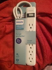 Philips 6 Outlet 2ft Surge Protector White