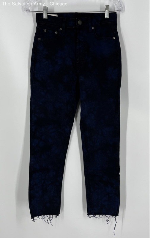 Gap Womens Navy Blue Tie Dye Cheeky Dark Wash High Rise Straight Jeans Size 25/0