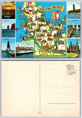 Vintage Schleswig-Holstein Germany Map Postcard Jantzen Hamburg Travel