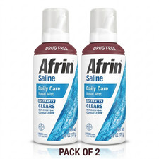 Afrin Saline Nasal Spray Twin Pack, Drug Free, Saline Solution, 4.5 OZ 2 Pack 