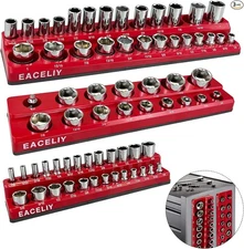 3Pcs 1/2", 1/4" and 3/8" Magnetic Socket Organizer Set,  3PCS SAE 1/2&3/8&1/4