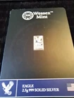 A 2.5 grams FINE 999 SOLID SILVER INGOT IN PRESENTATION PACK.