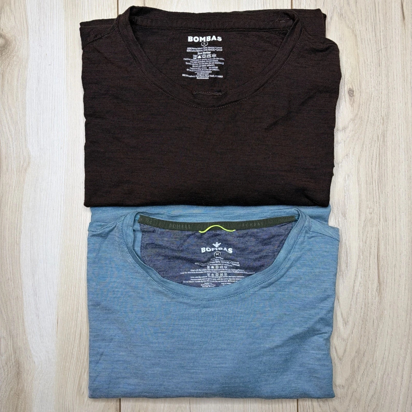 Bombas Merino Wool Blend Shirt Mens Medium Long Sleeve Base Layer Lot Of 2