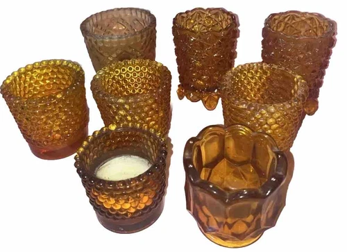 Lot Of 8 Fenton Candleholders 4 Hobnail 2 Daisy & Button