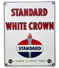 VINTAGE STANDARD GASOLINE PORCELAIN SIGN SERVICE STATION AMERICAN OIL TORCH GAS