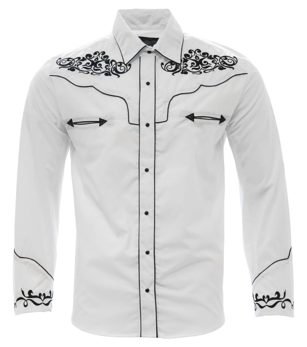 Shirt Camisa Vaquera El General Western Wear White/Black | eBay