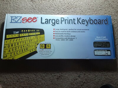 Ergoguys CD-1038 Ezsee Large Print Ergonomic Multi-Media Keyboard - Black/Yellow
