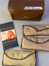 WWII US Army Air Force Polaroid B-8 Flying Goggle Lens Case With 3 Pouch - READ