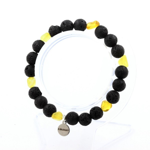 Mineralien Und Edelsteine. Armband Gelber Opal Aus Australien + Lavaperlen-image